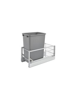  Pull-Out Bottom Mount with Waste Container-Single-35qt-Silver