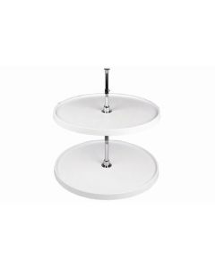 White Plastic 2 Shelf Full Circle Independent Lazy Susan