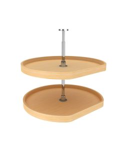 D-Shape Lazy Susan Set-Natural Maple-Two Shelf-28"