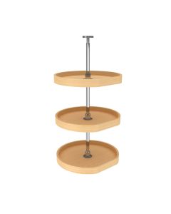 D-Shape Lazy Susan Set-Natural Maple-Three Shelf-20"